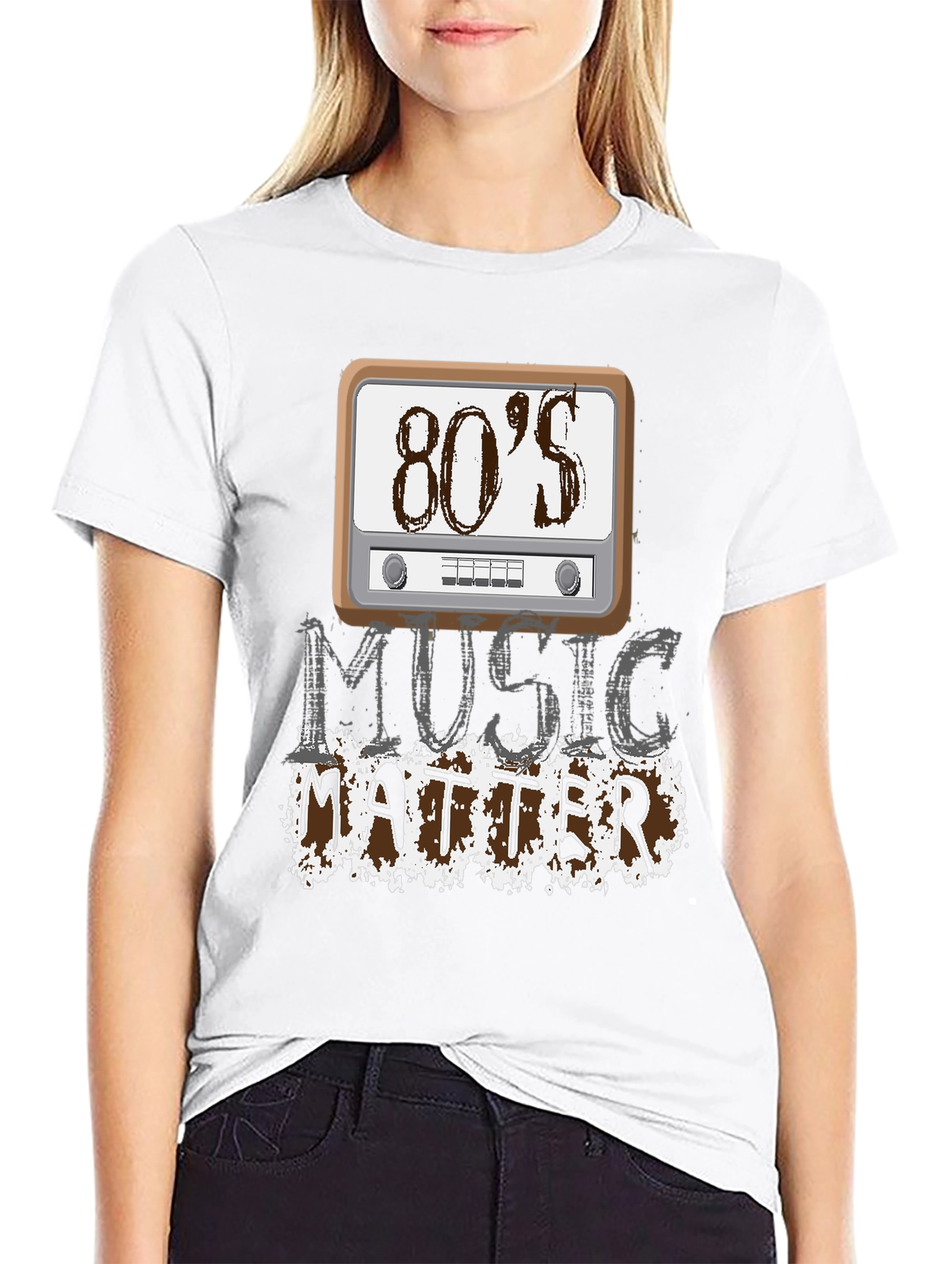 80s Music Matters Graphic T-Shirt - Black