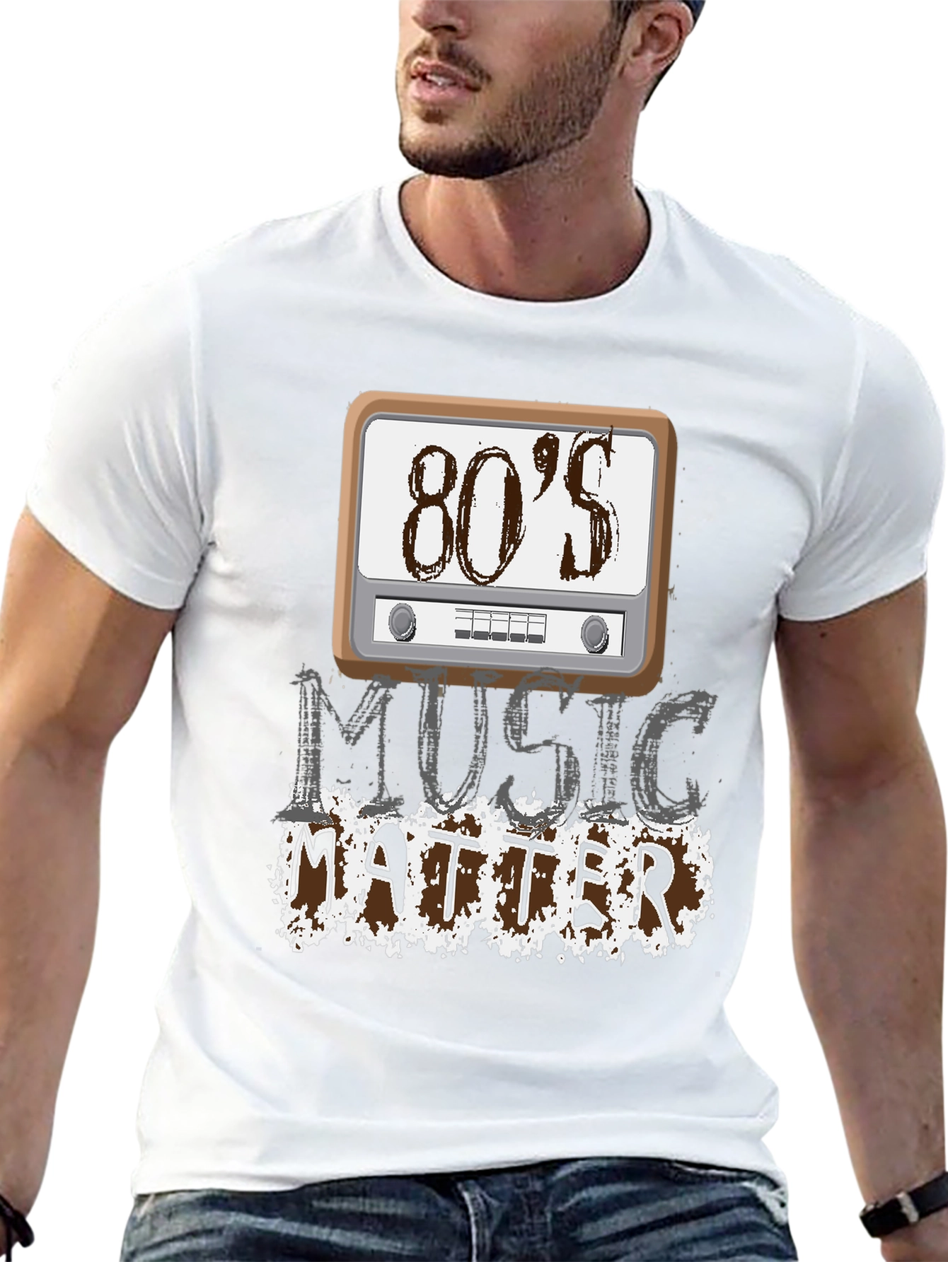 80s Music Matters Graphic T-Shirt - Black