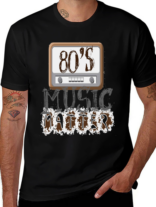 80s Music Matters Graphic T-Shirt - Black