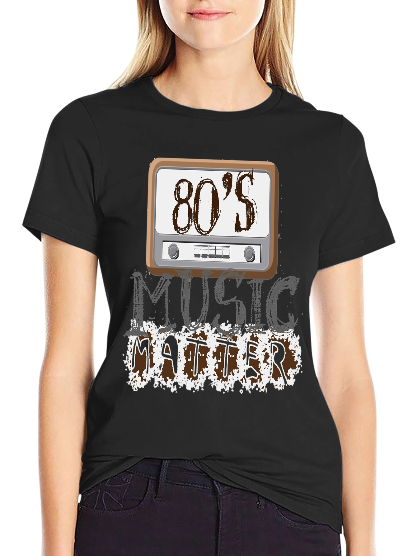 80s Music Matters Graphic T-Shirt - Black