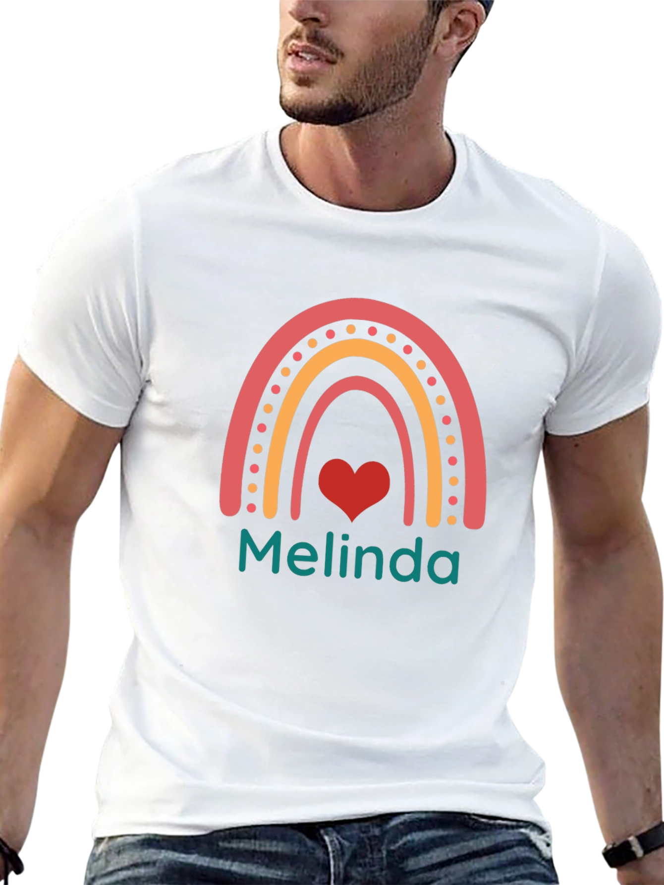 Personalized Rainbow Heart T-Shirt - Melinda