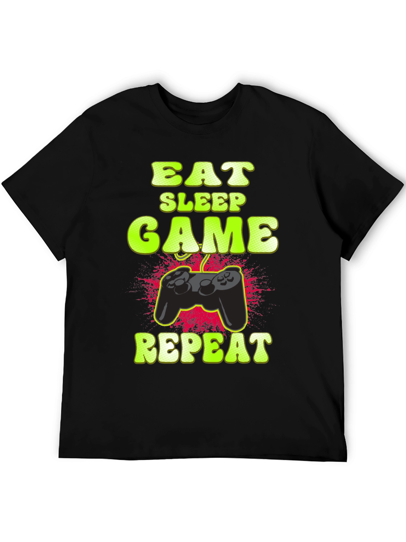 Eat Sleep Game Repeat Black Graphic T-Shirt