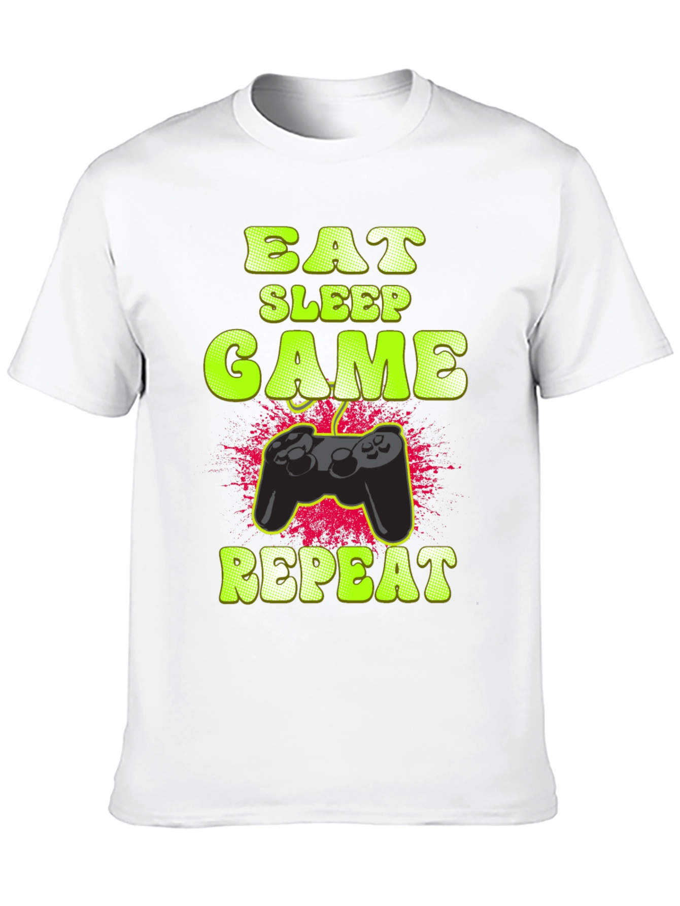 Eat Sleep Game Repeat Black Graphic T-Shirt