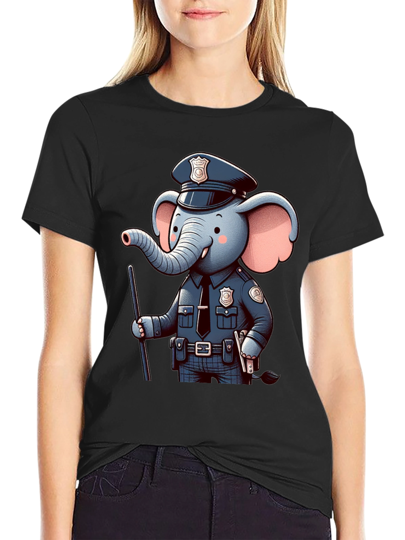Elephant Police T-Shirt - Cool Cartoon Design