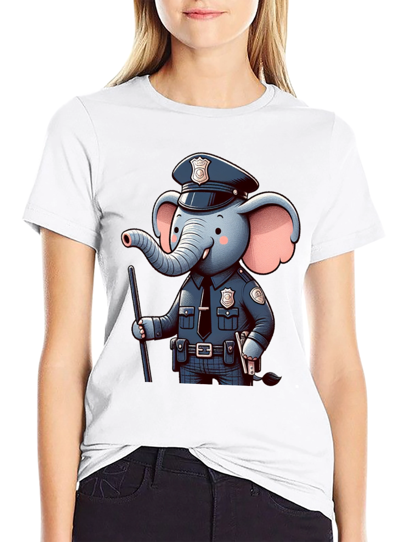 Elephant Police T-Shirt - Cool Cartoon Design