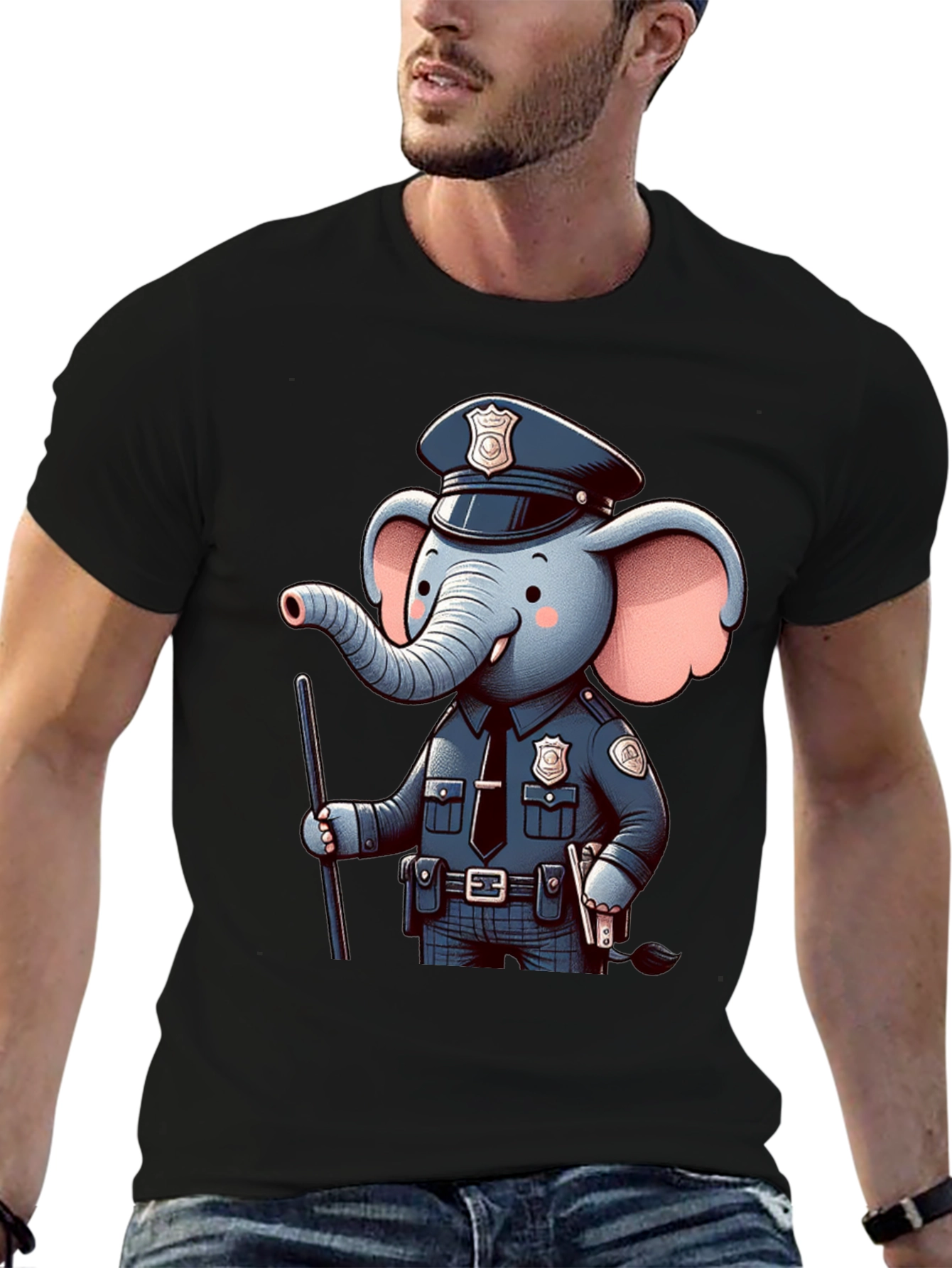 Elephant Police T-Shirt - Cool Cartoon Design
