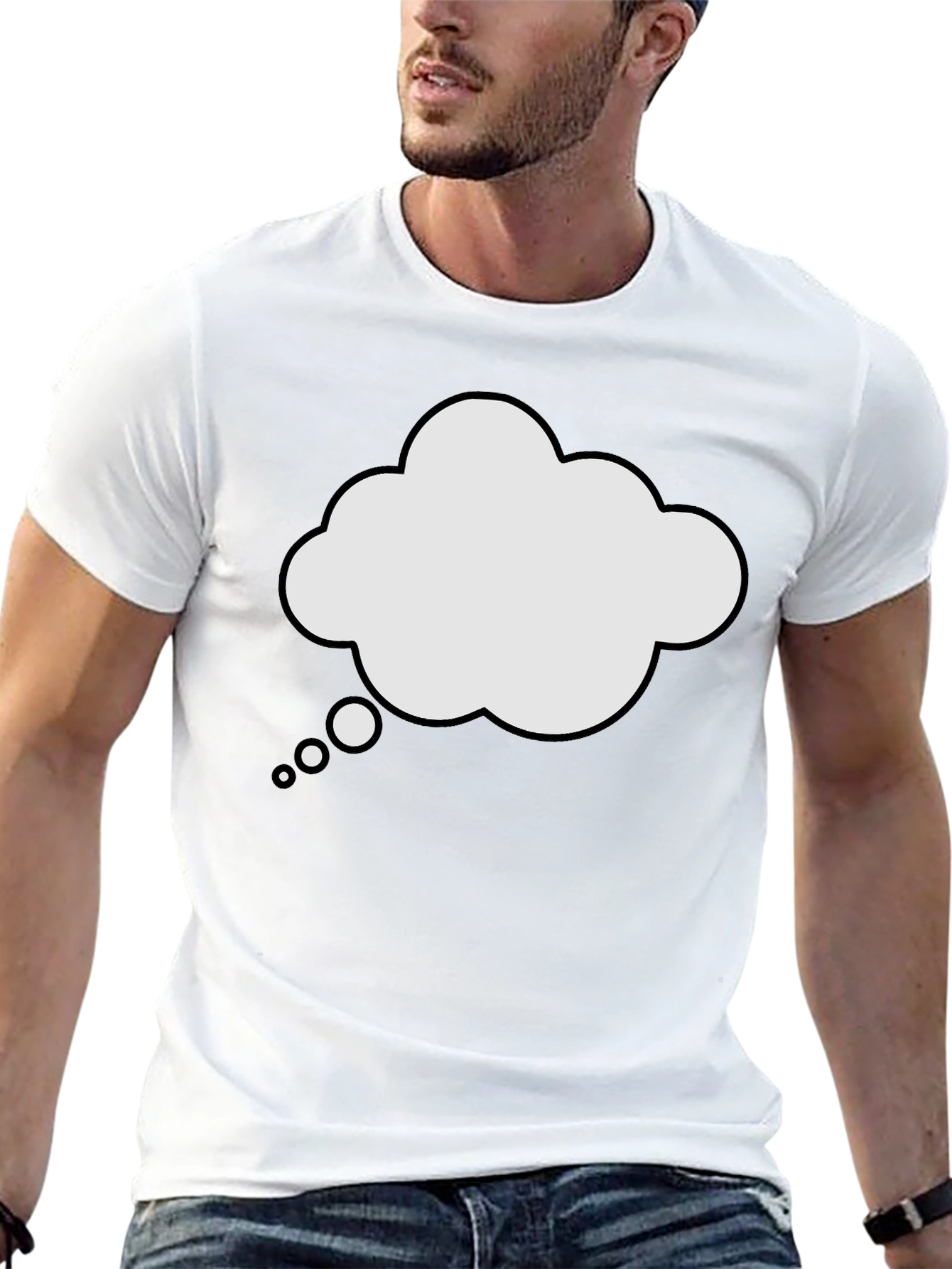 Mens Black T-Shirt with Thought Bubble Graphic