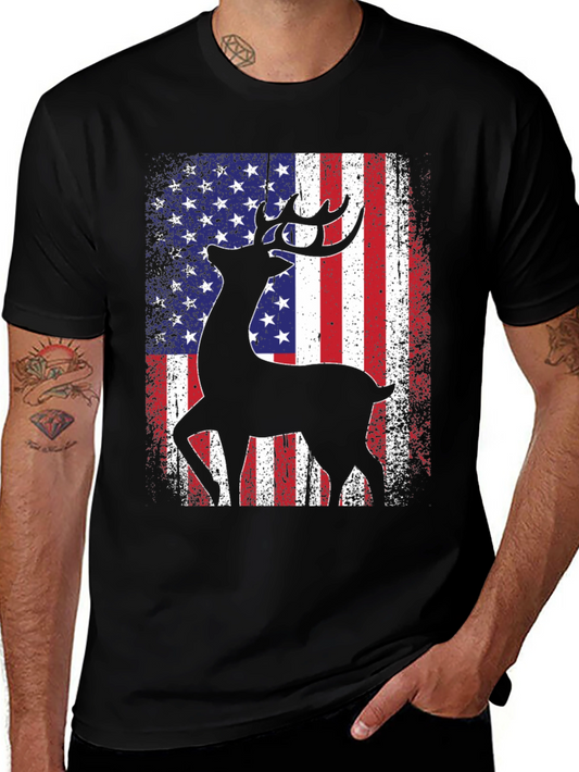 Deer American Flag Patriotic T-Shirt