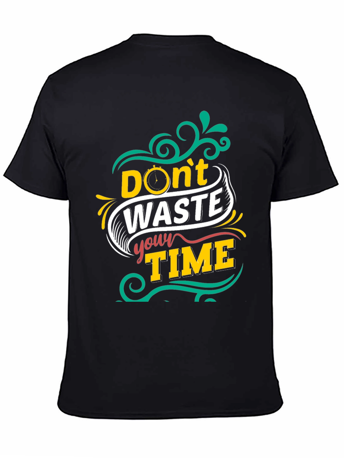 Dont Waste Your Time Graphic Tee - Black T-Shirt