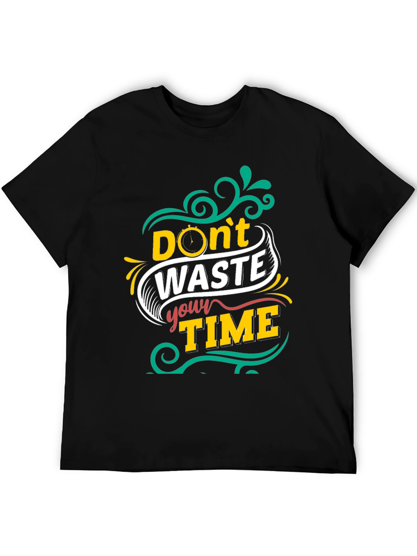 Dont Waste Your Time Graphic Tee - Black T-Shirt