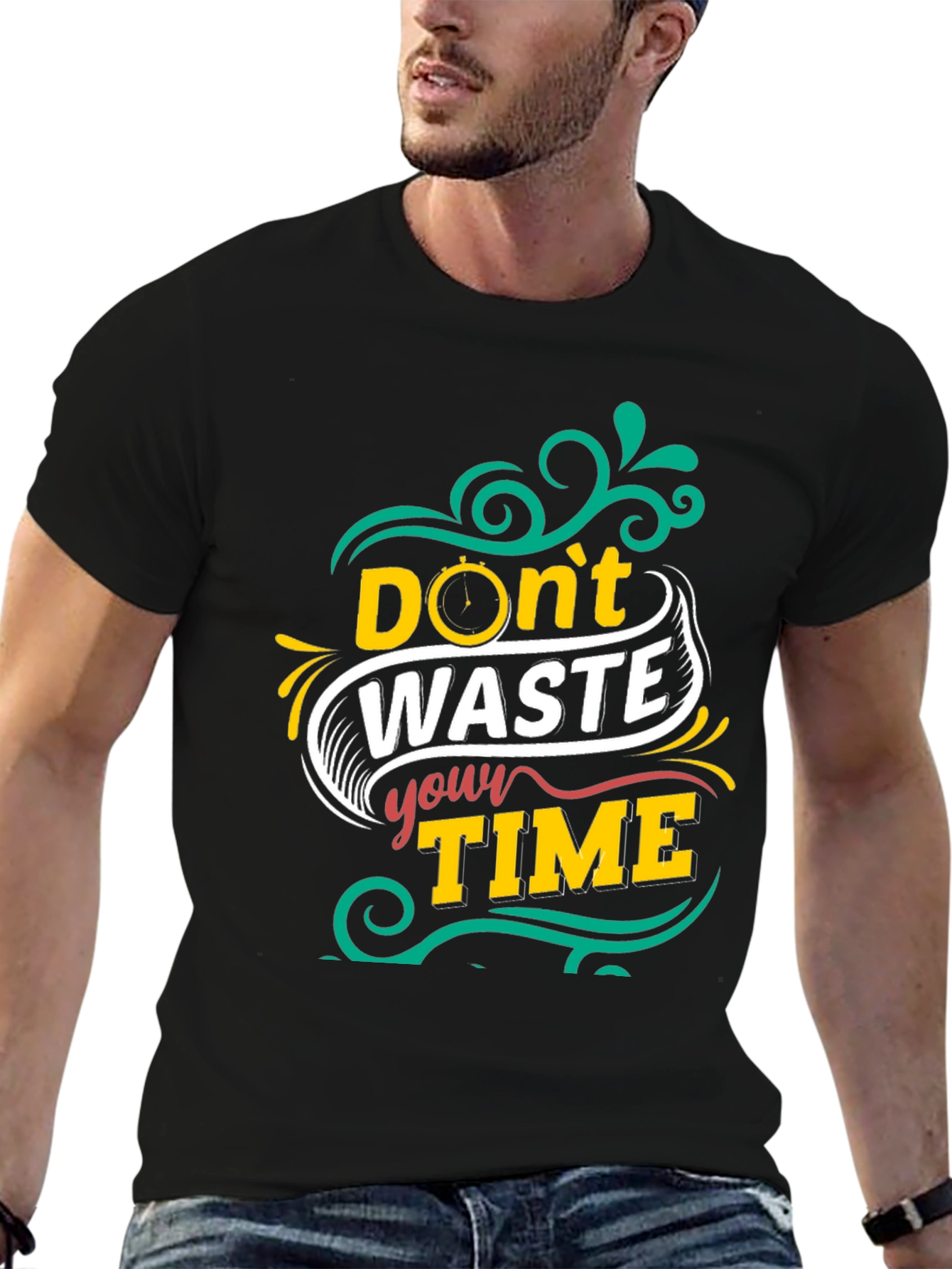 Dont Waste Your Time Graphic Tee - Black T-Shirt