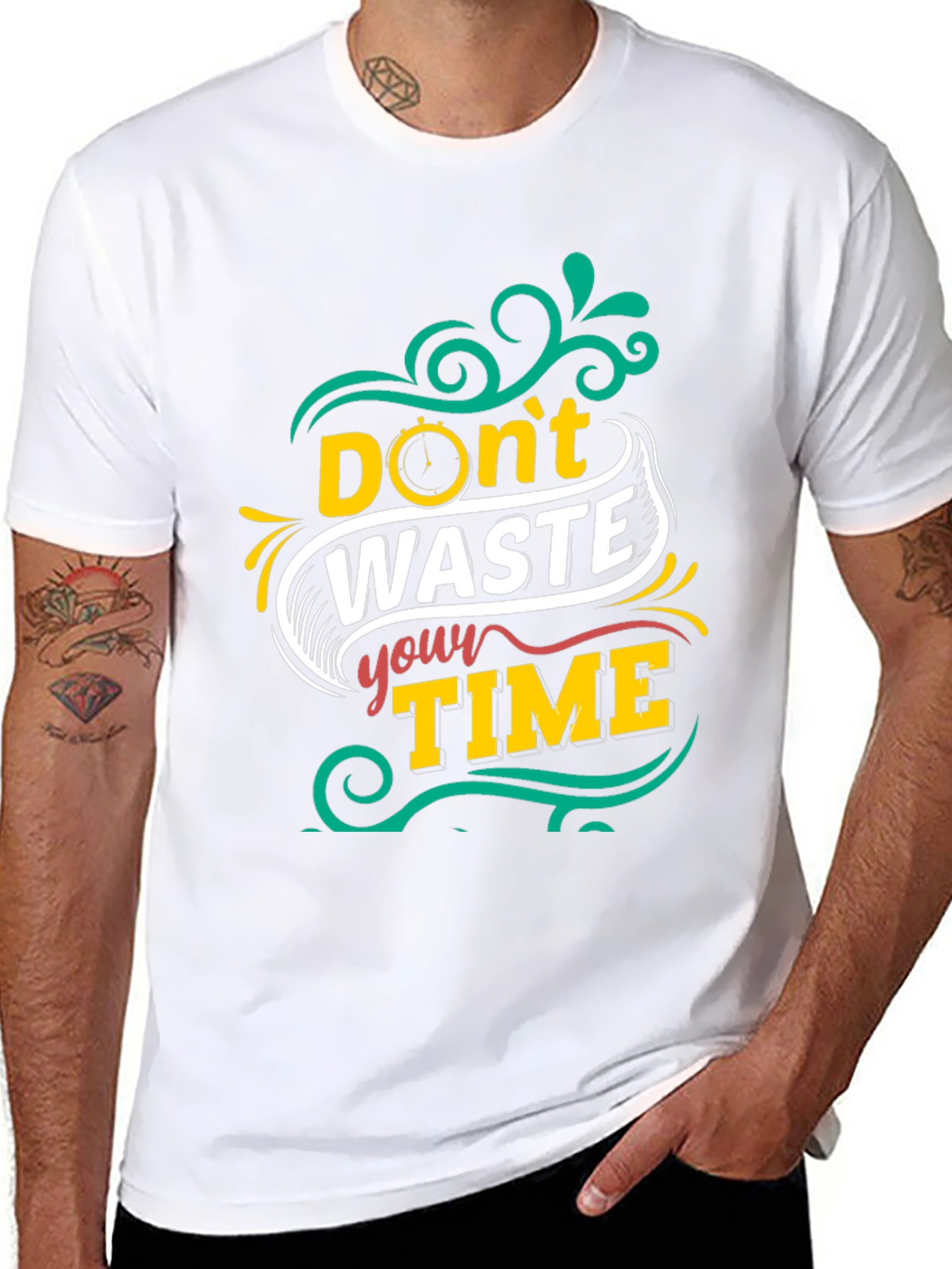 Dont Waste Your Time Graphic Tee - Black T-Shirt