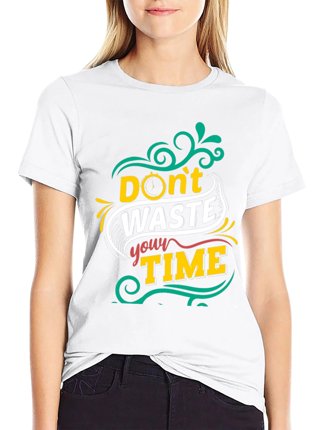 Dont Waste Your Time Graphic Tee - Black T-Shirt