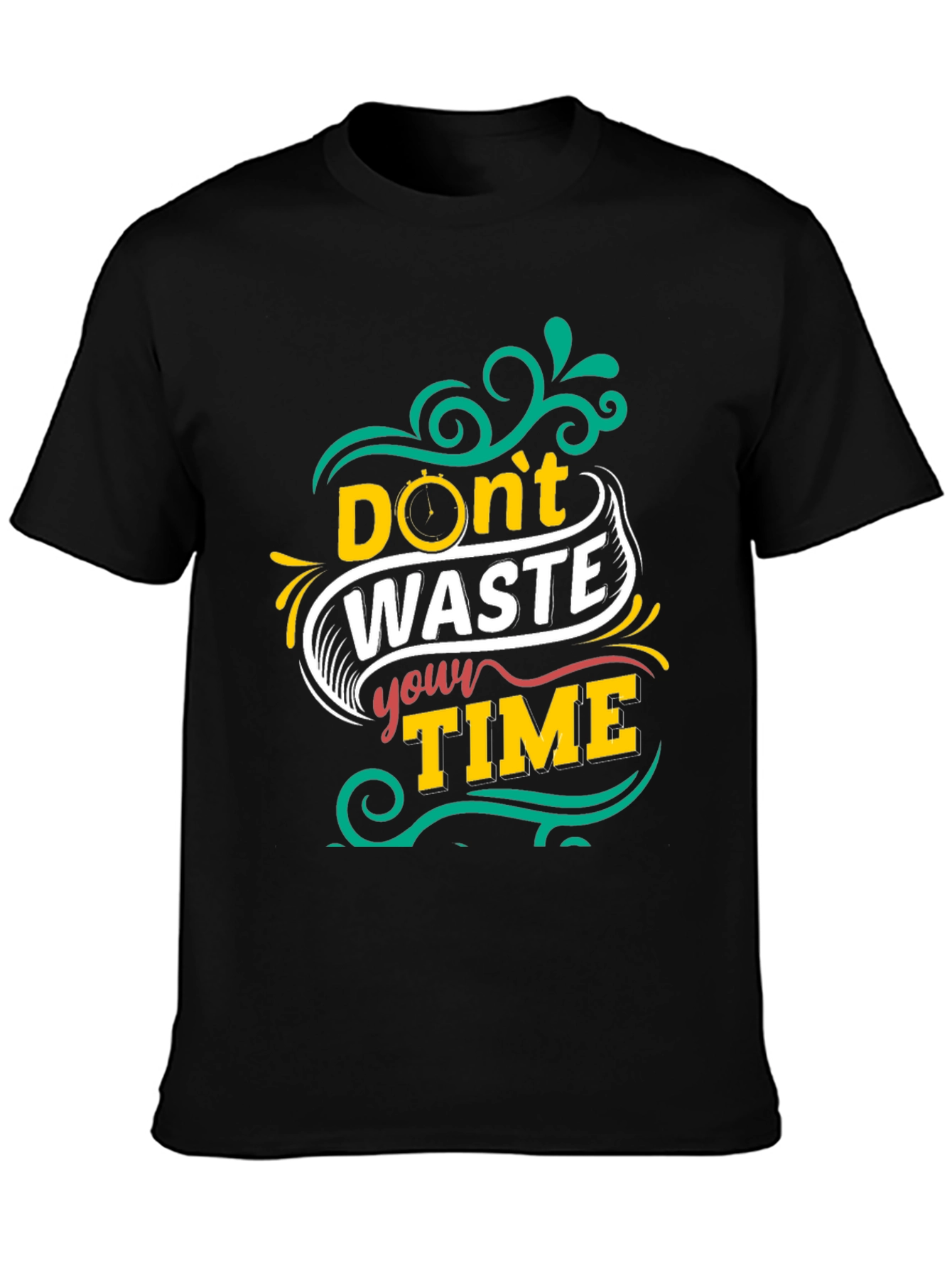 Dont Waste Your Time Graphic Tee - Black T-Shirt