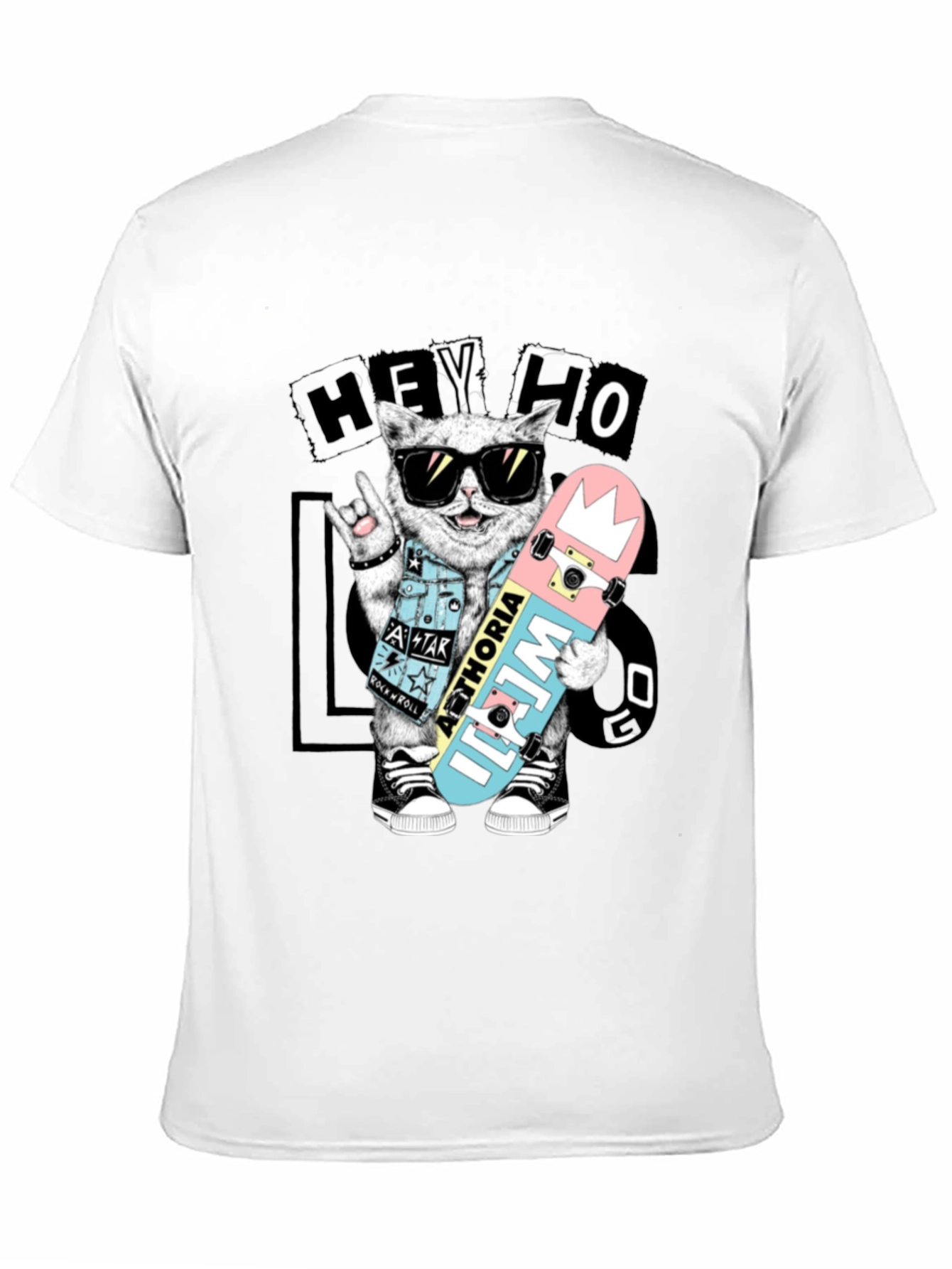 Cool Cat Skateboarder Black Graphic Tee