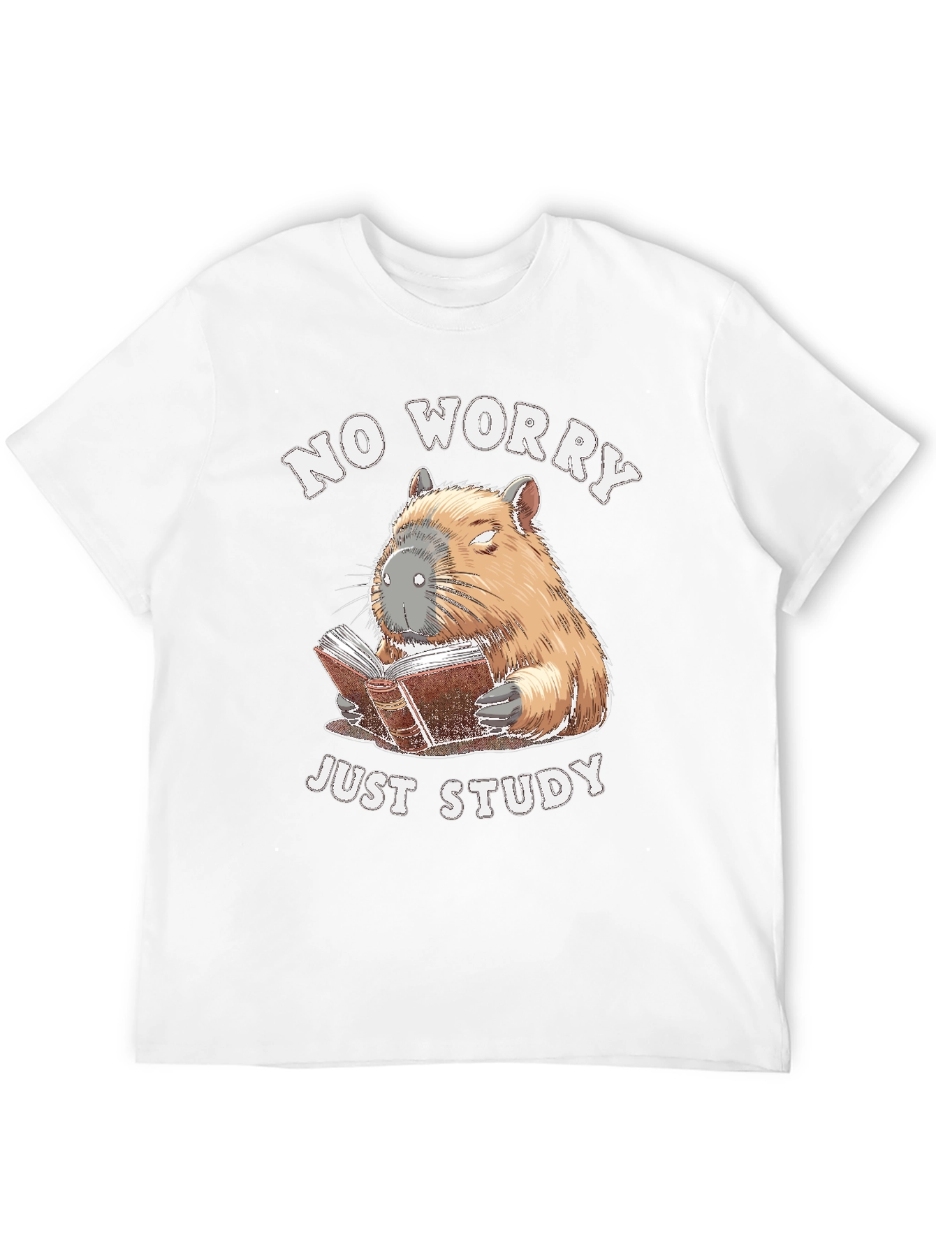 No Worry Just Study T-Shirt - Capybara Reading