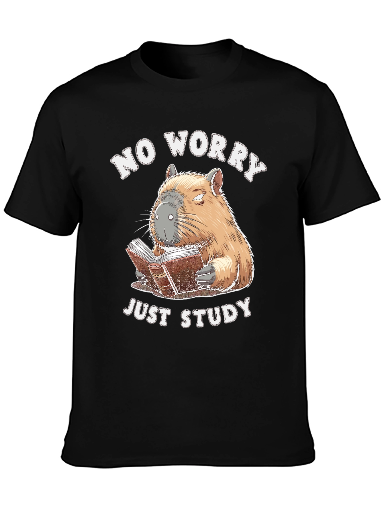 No Worry Just Study T-Shirt - Capybara Reading