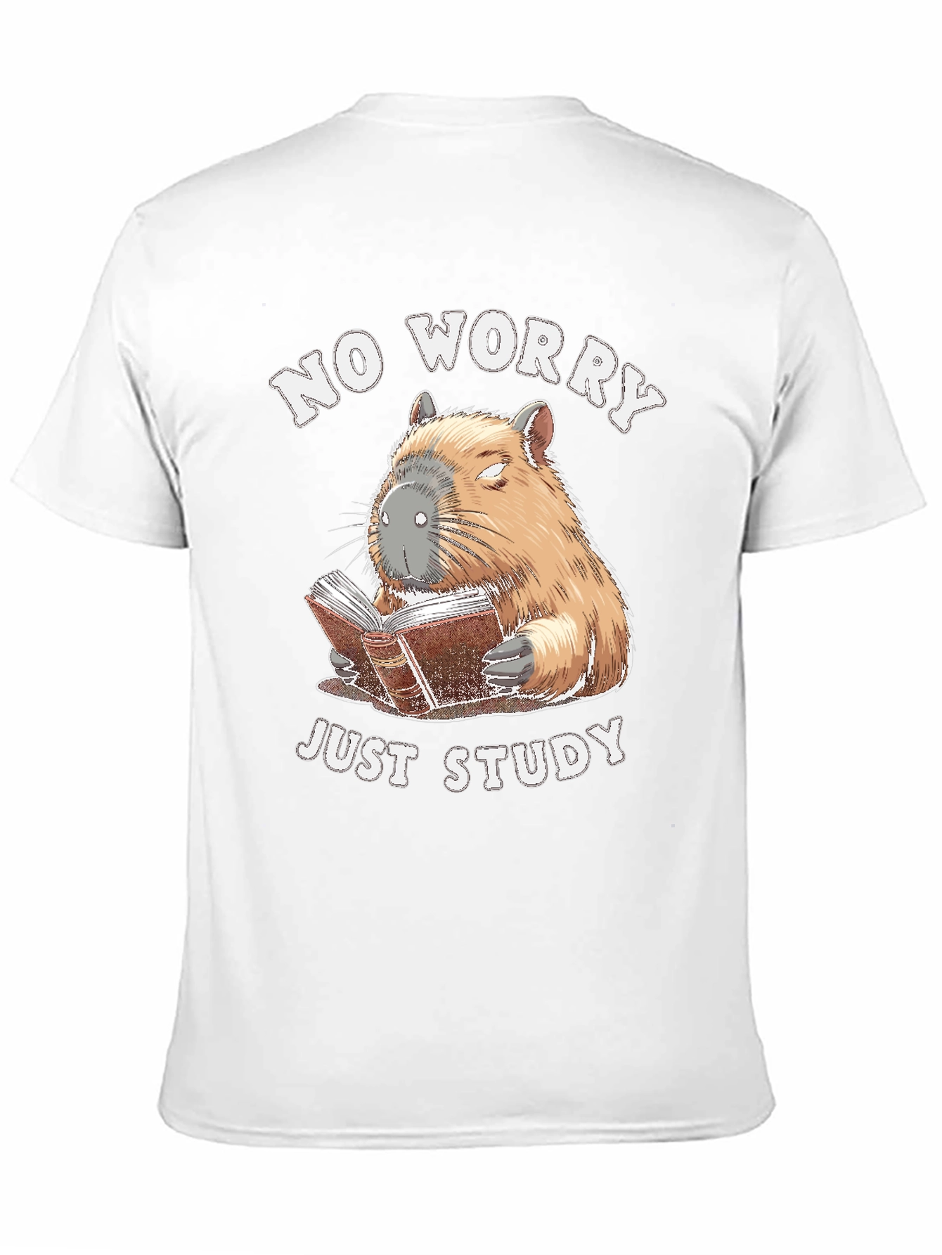 No Worry Just Study T-Shirt - Capybara Reading