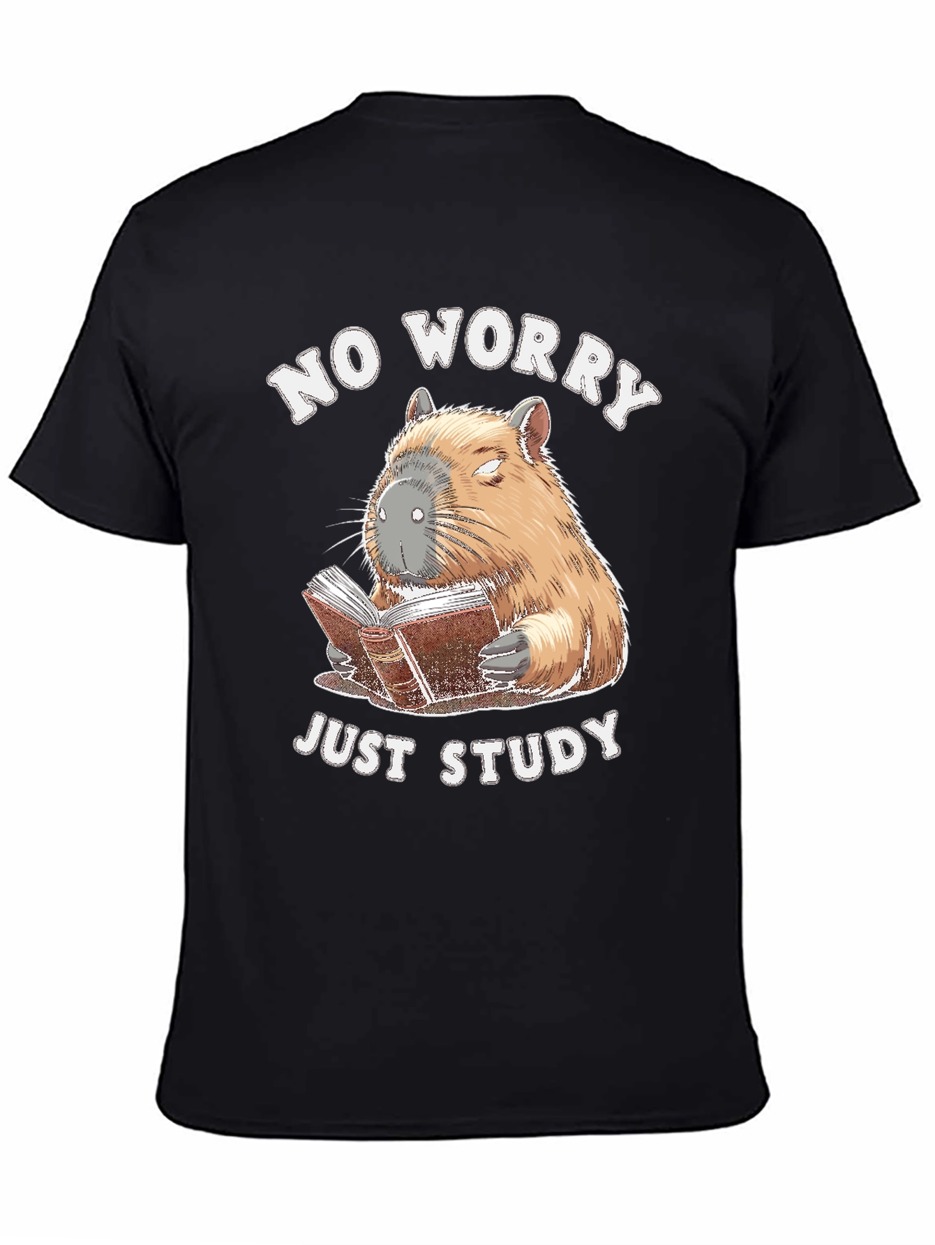 No Worry Just Study T-Shirt - Capybara Reading