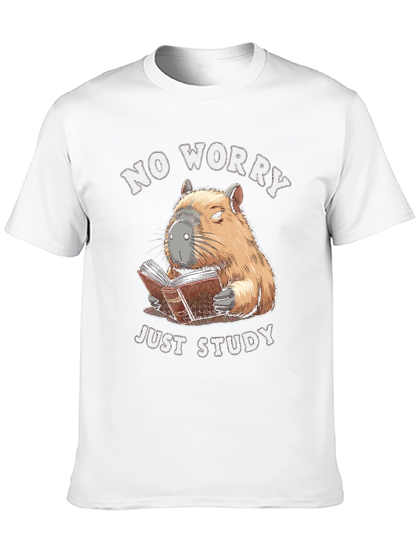 No Worry Just Study T-Shirt - Capybara Reading