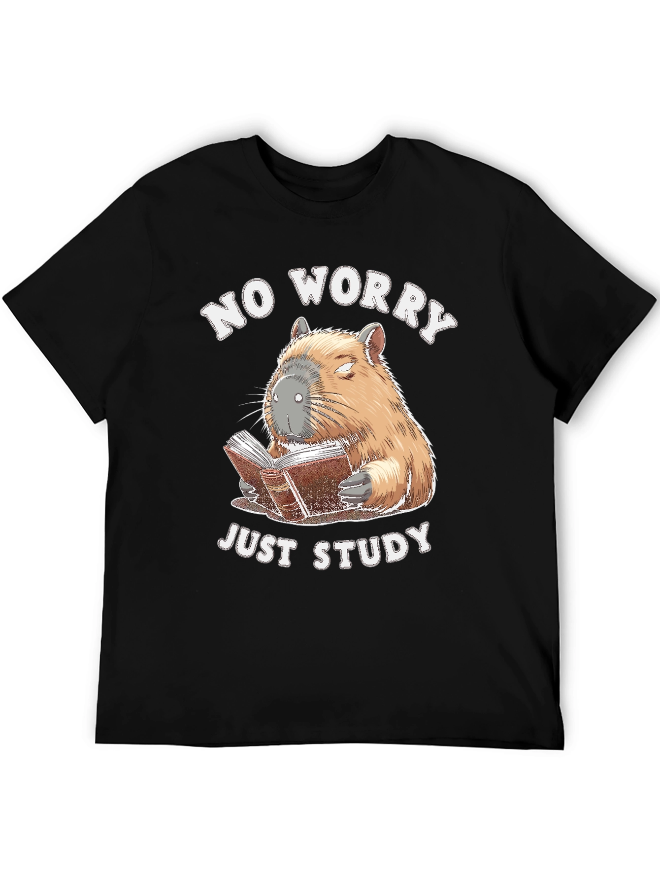 No Worry Just Study T-Shirt - Capybara Reading