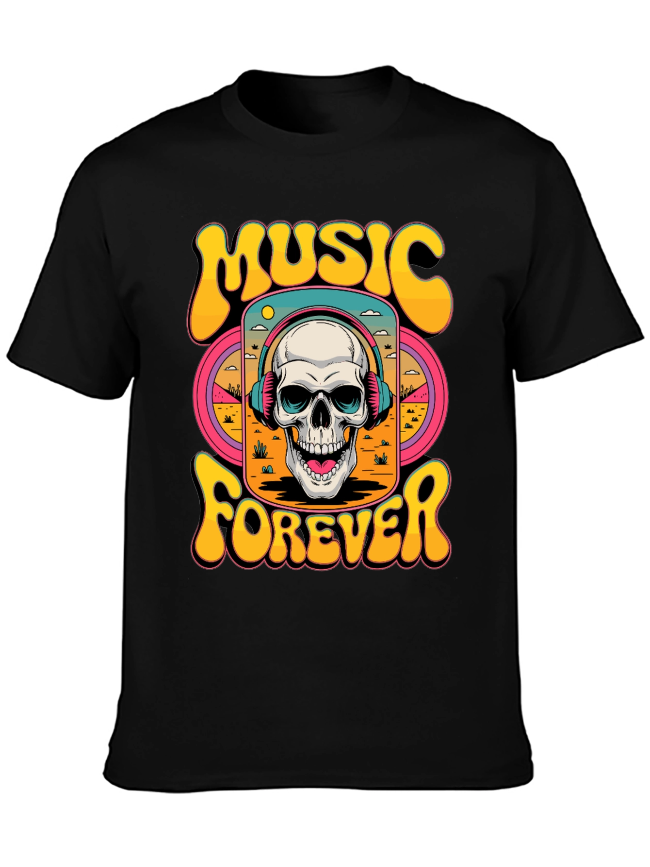 Music Forever Skull Graphic T-Shirt