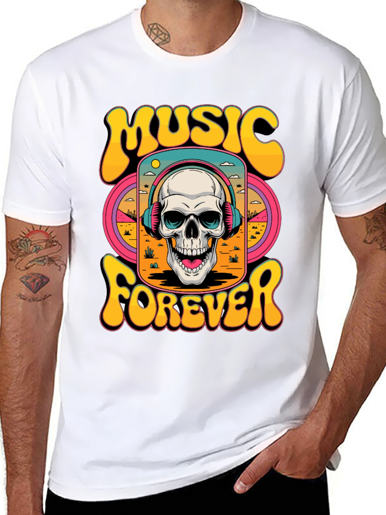 Music Forever Skull Graphic T-Shirt