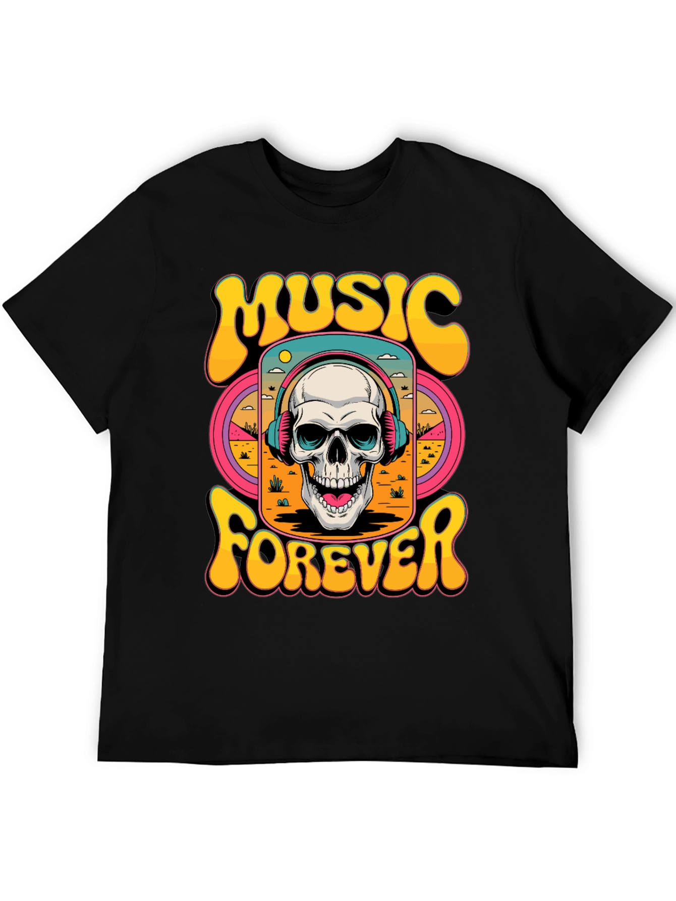 Music Forever Skull Graphic T-Shirt