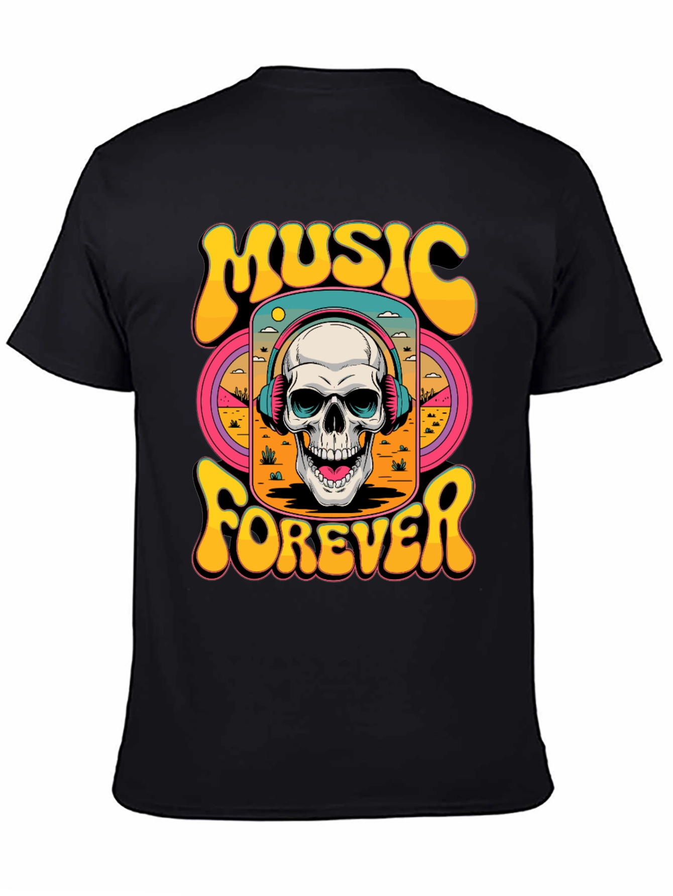 Music Forever Skull Graphic T-Shirt