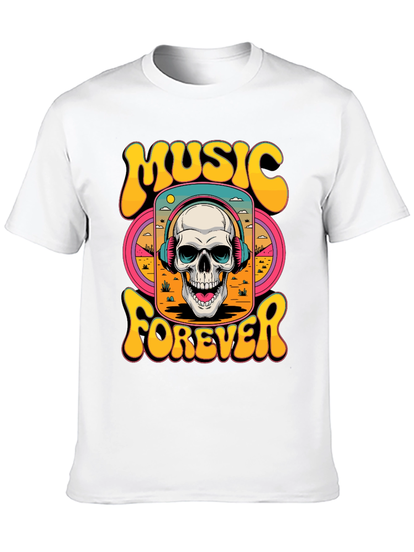 Music Forever Skull Graphic T-Shirt