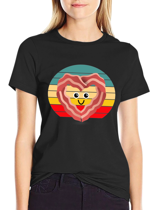 Bacon Heart Retro T-Shirt - Foodie Fun!