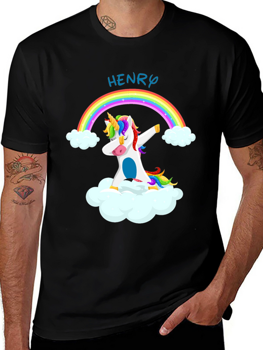 Dabbing Unicorn Rainbow T-Shirt - Personalized