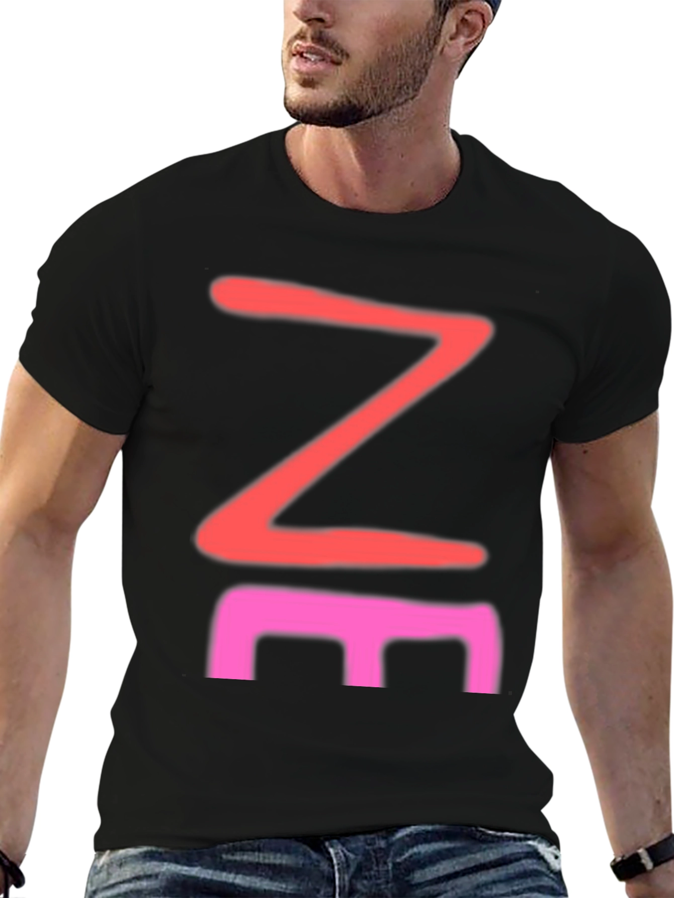 Abstract Graphic Tee - Black Cotton Blend