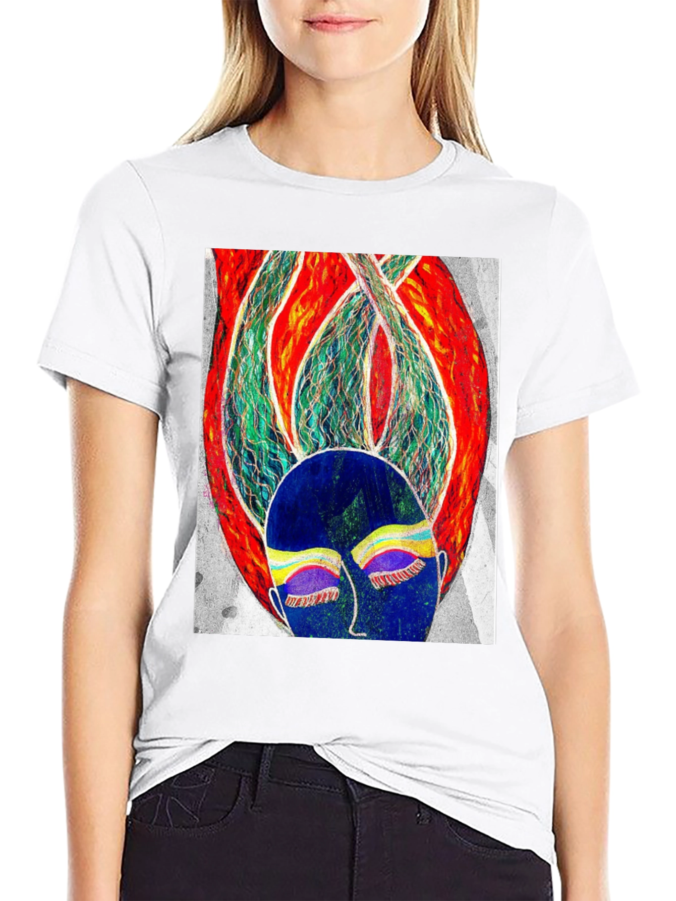 Artistic Graphic Print Black T-Shirt