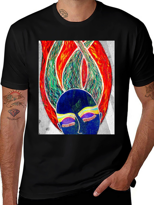Artistic Graphic Print Black T-Shirt
