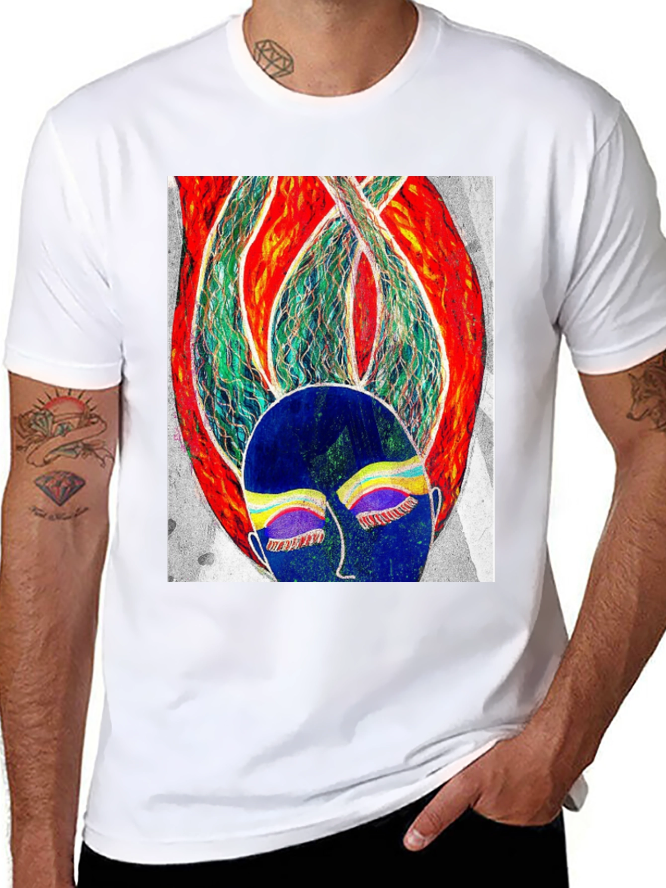 Artistic Graphic Print Black T-Shirt