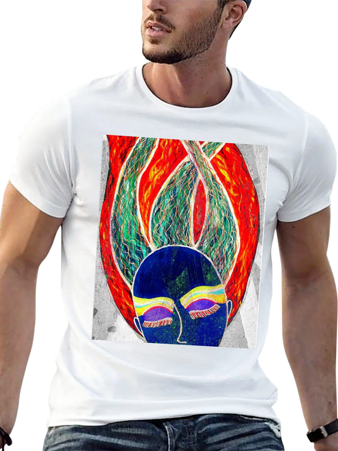 Artistic Graphic Print Black T-Shirt