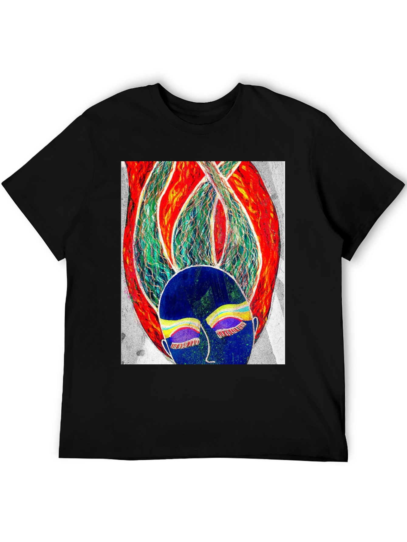Artistic Graphic Print Black T-Shirt