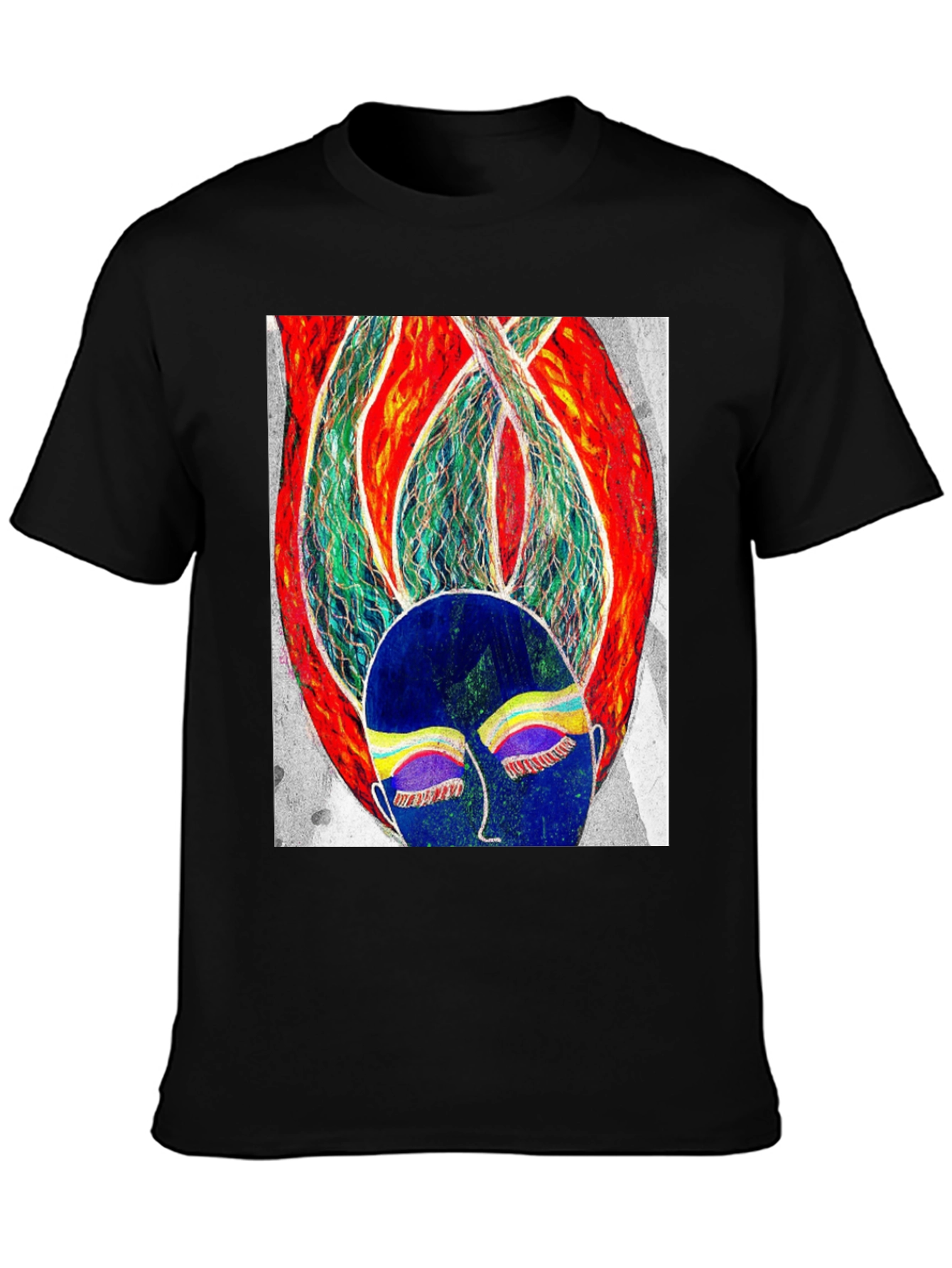 Artistic Graphic Print Black T-Shirt