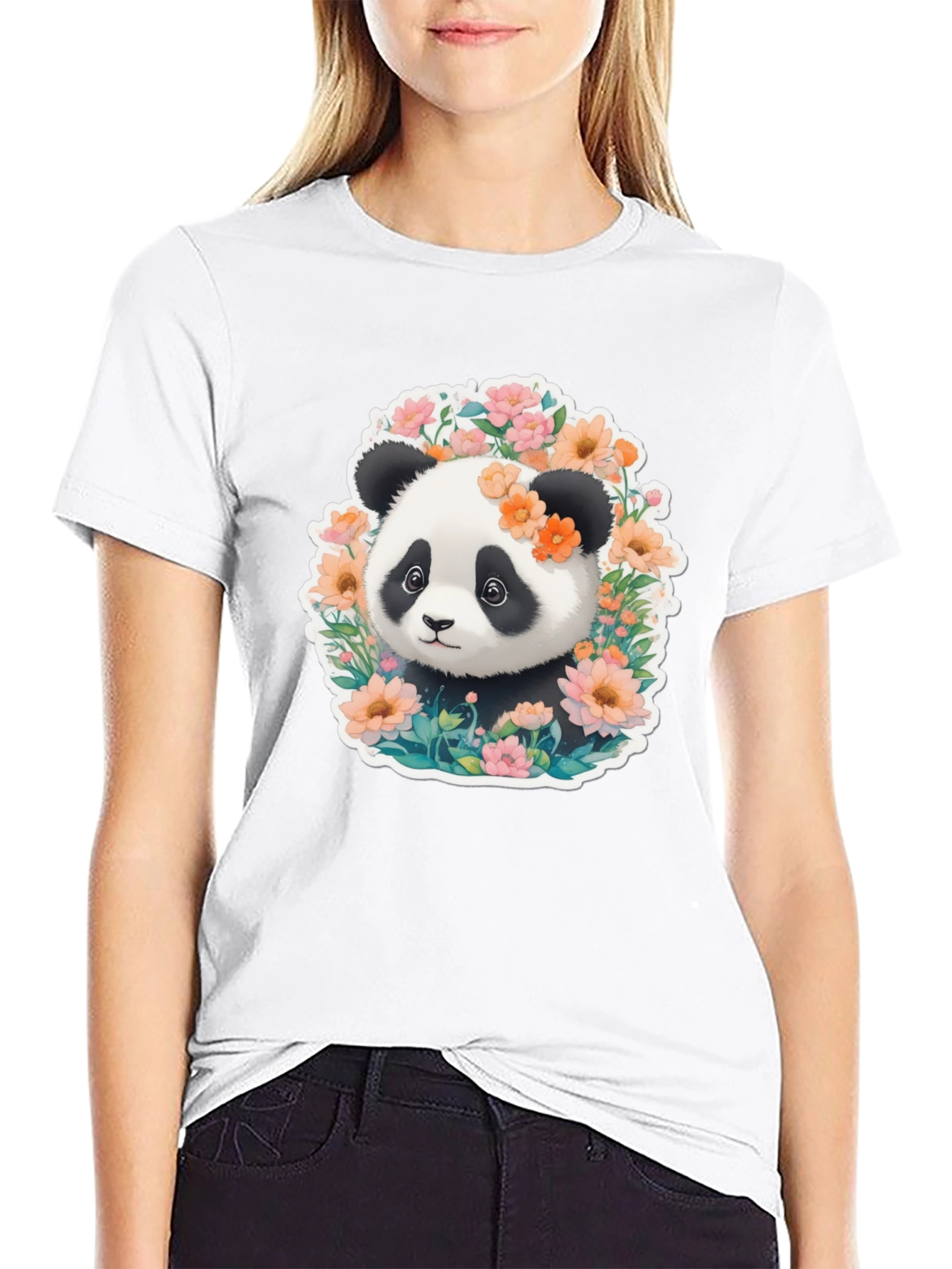 Panda & Flower T-Shirt: Cute Graphic Tee