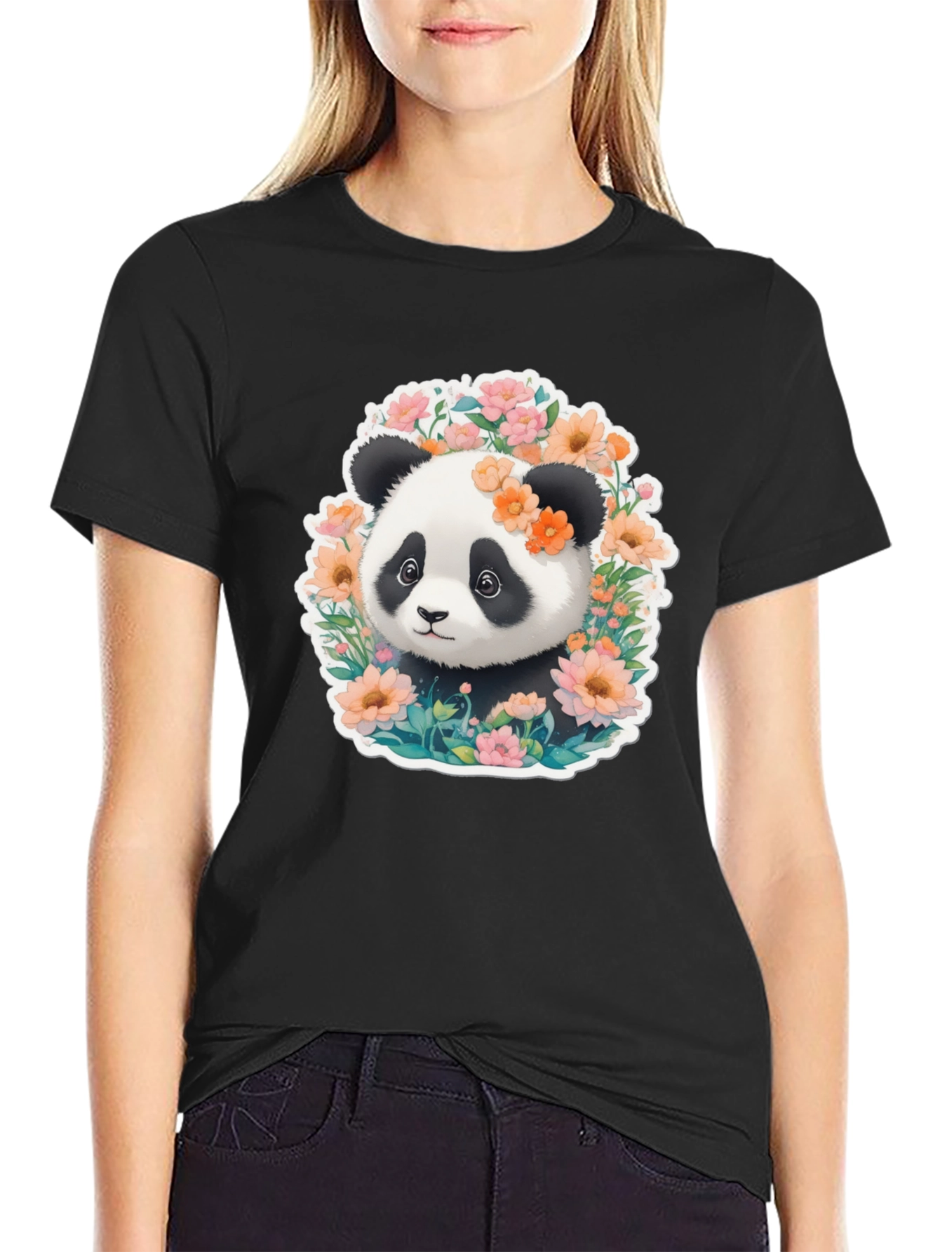 Panda & Flower T-Shirt: Cute Graphic Tee
