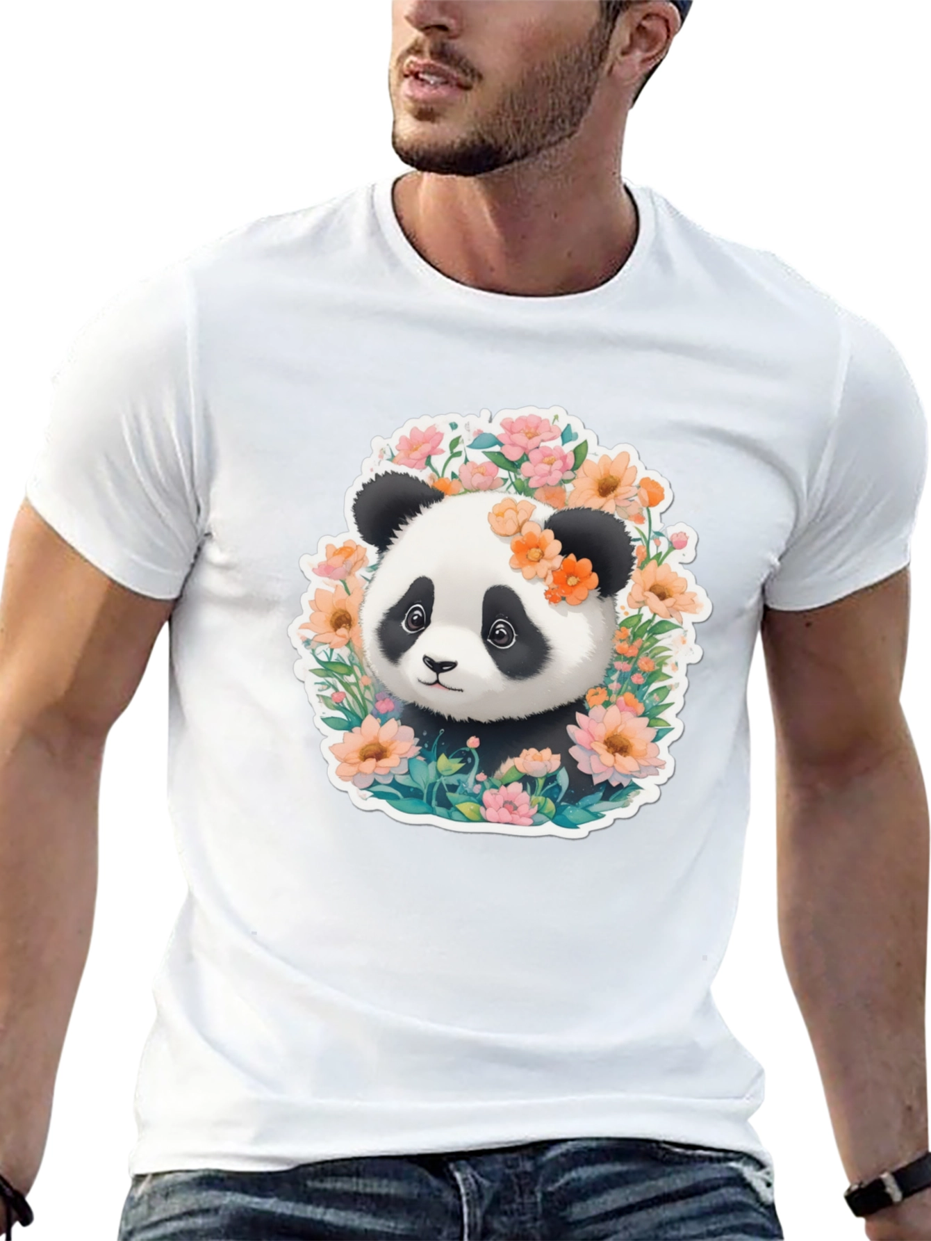 Panda & Flower T-Shirt: Cute Graphic Tee