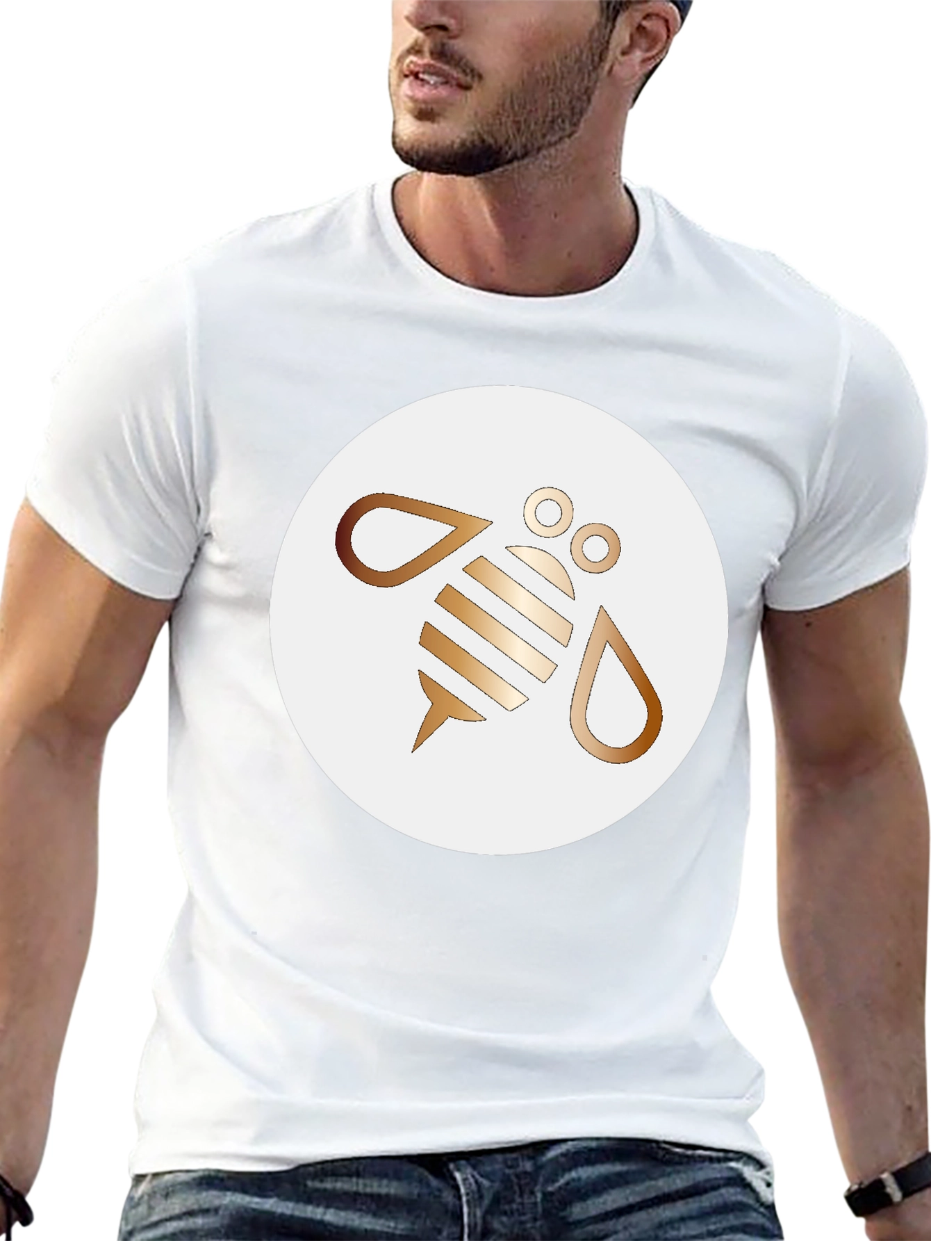 Mens Bee Graphic T-Shirt - Black Crew Neck Tee