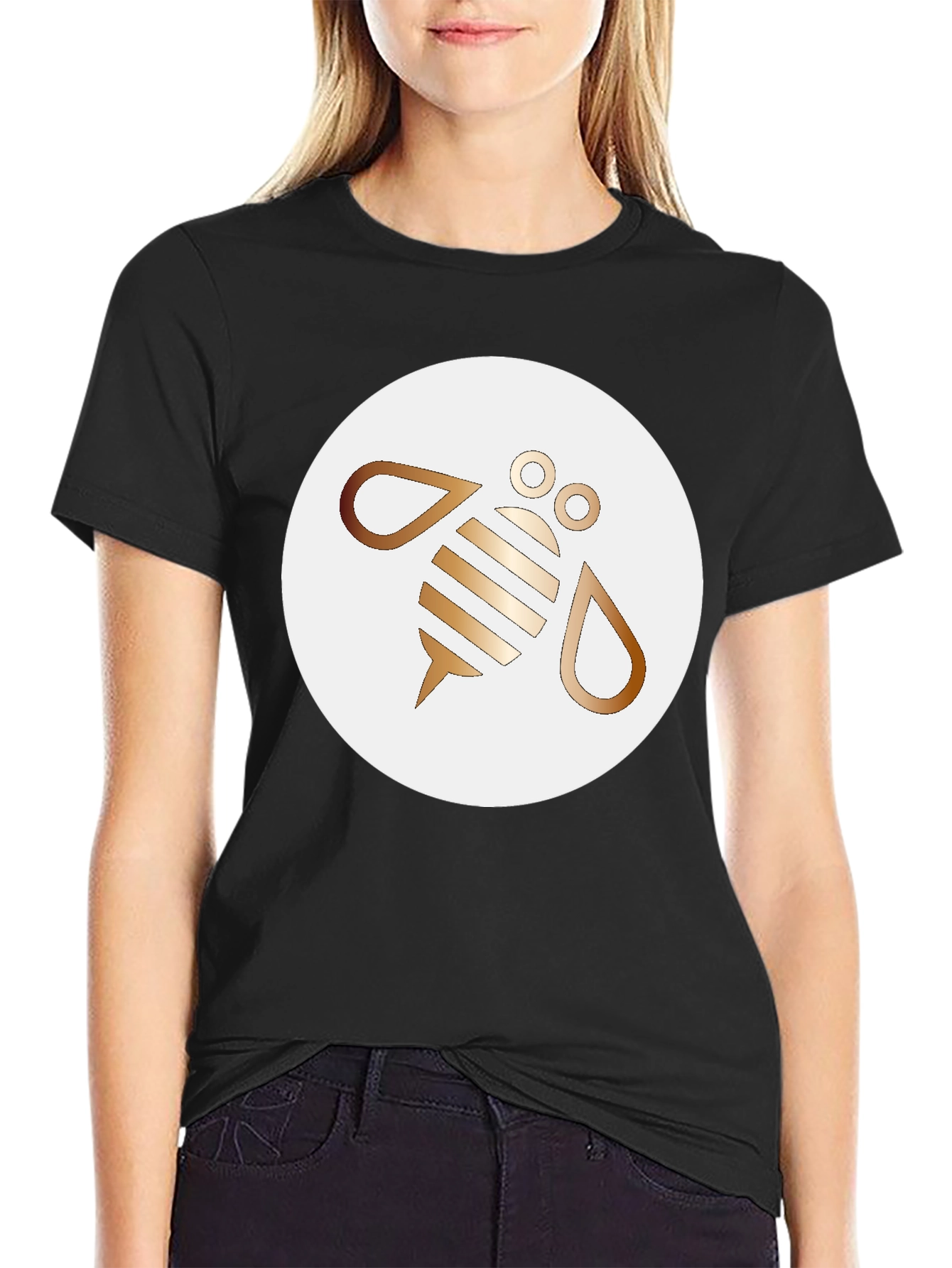 Mens Bee Graphic T-Shirt - Black Crew Neck Tee