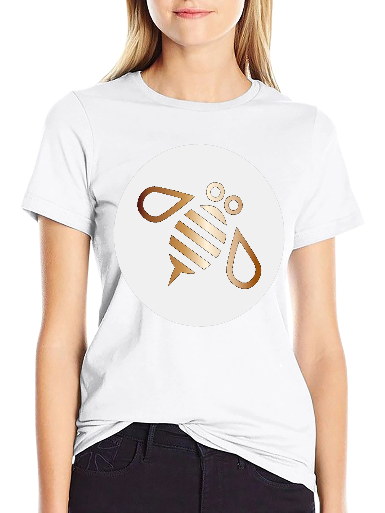Mens Bee Graphic T-Shirt - Black Crew Neck Tee