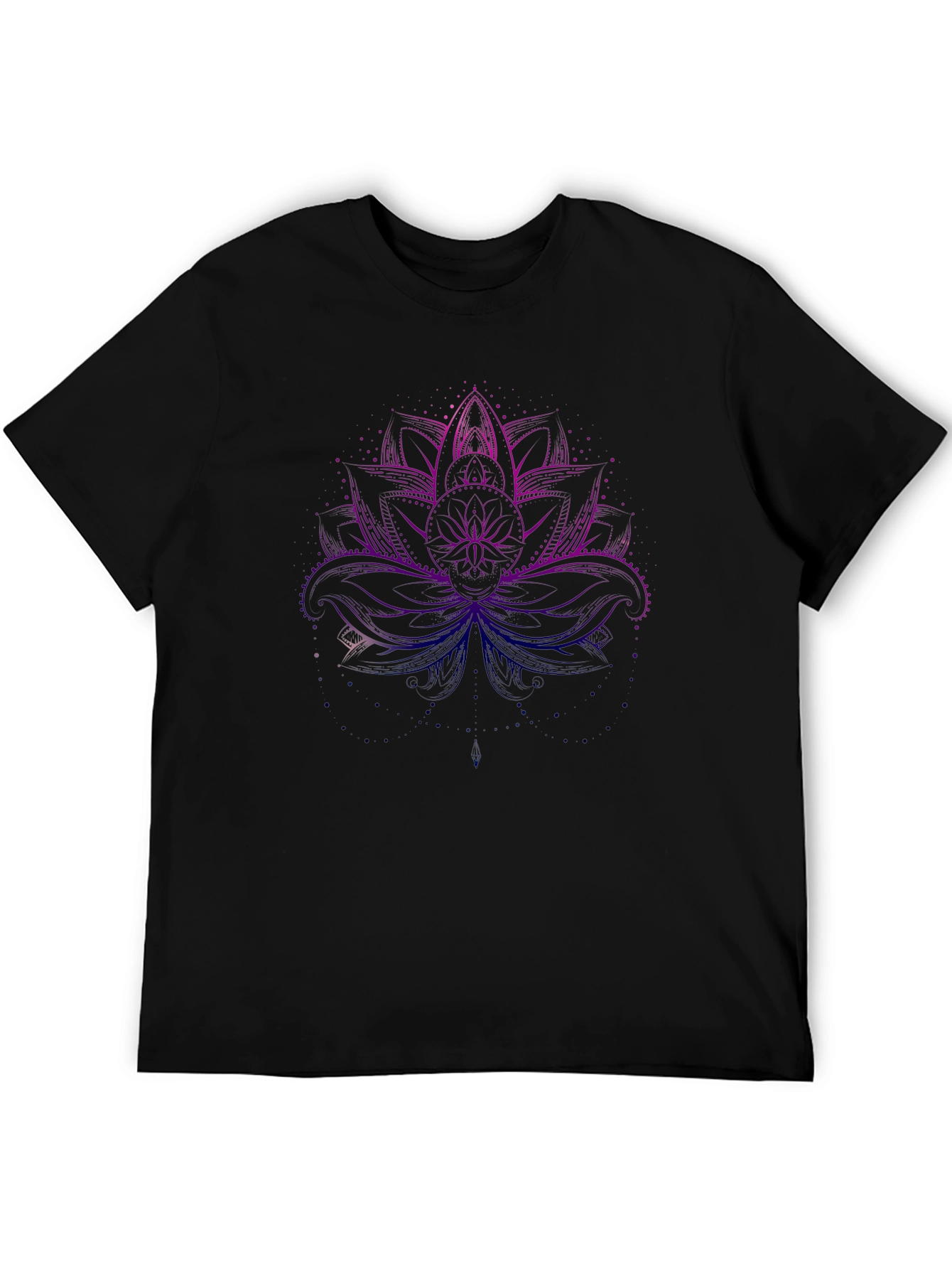 Lotus Flower Graphic Tee - Black Cotton Blend