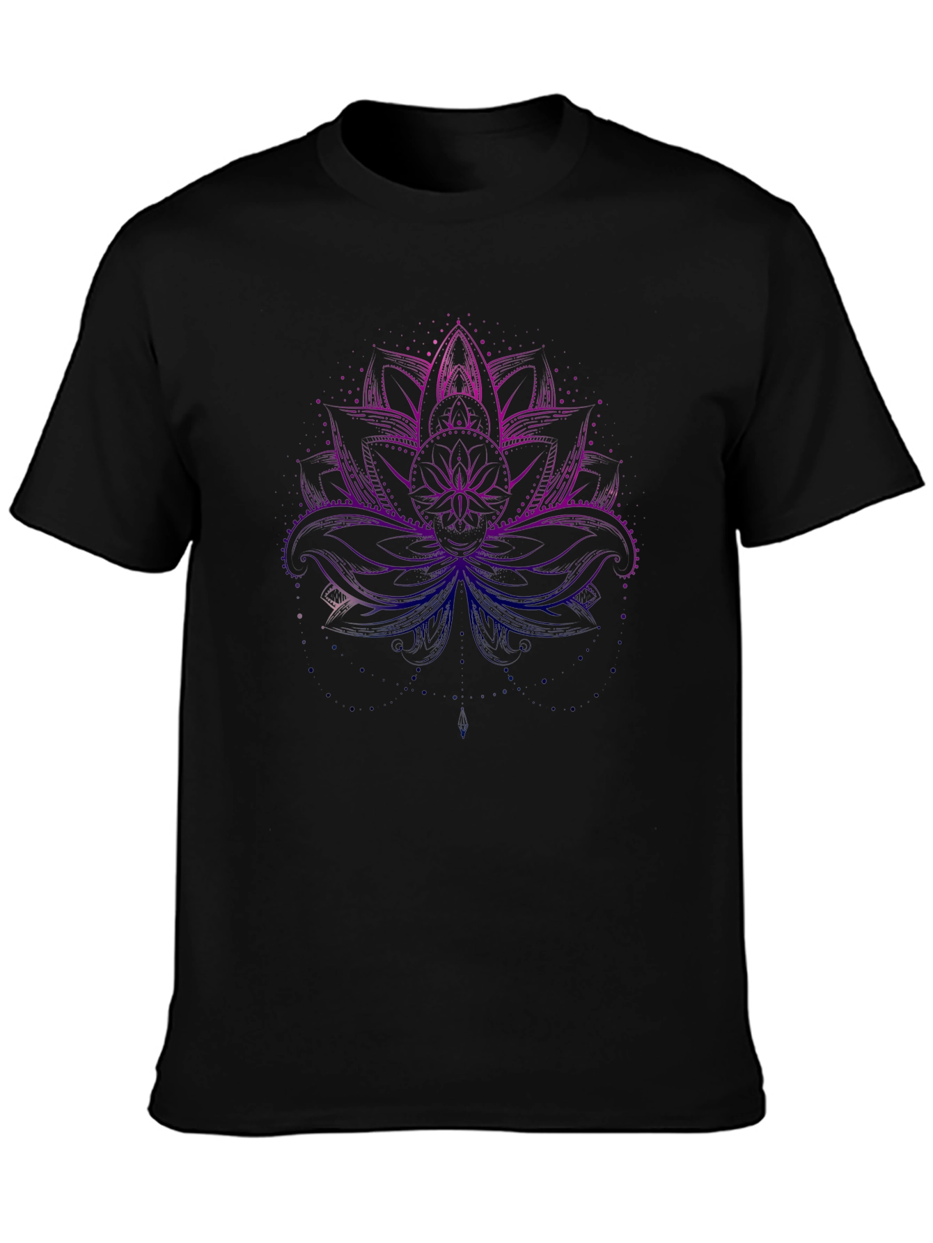 Lotus Flower Graphic Tee - Black Cotton Blend