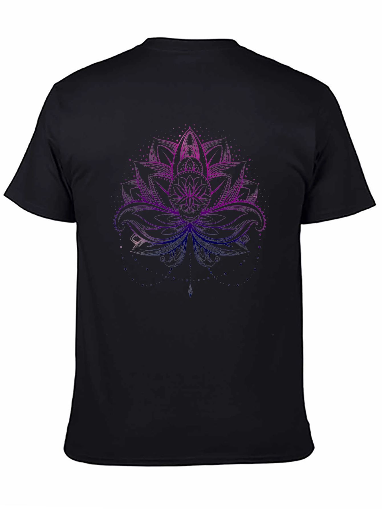 Lotus Flower Graphic Tee - Black Cotton Blend
