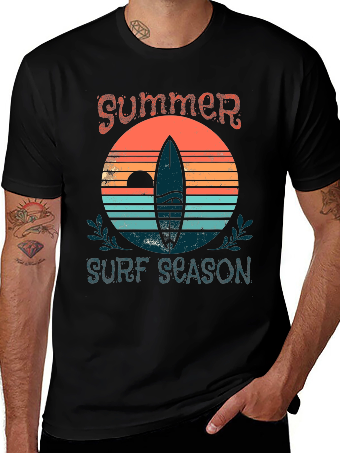 Summer Surf Season Graphic Tee - Black