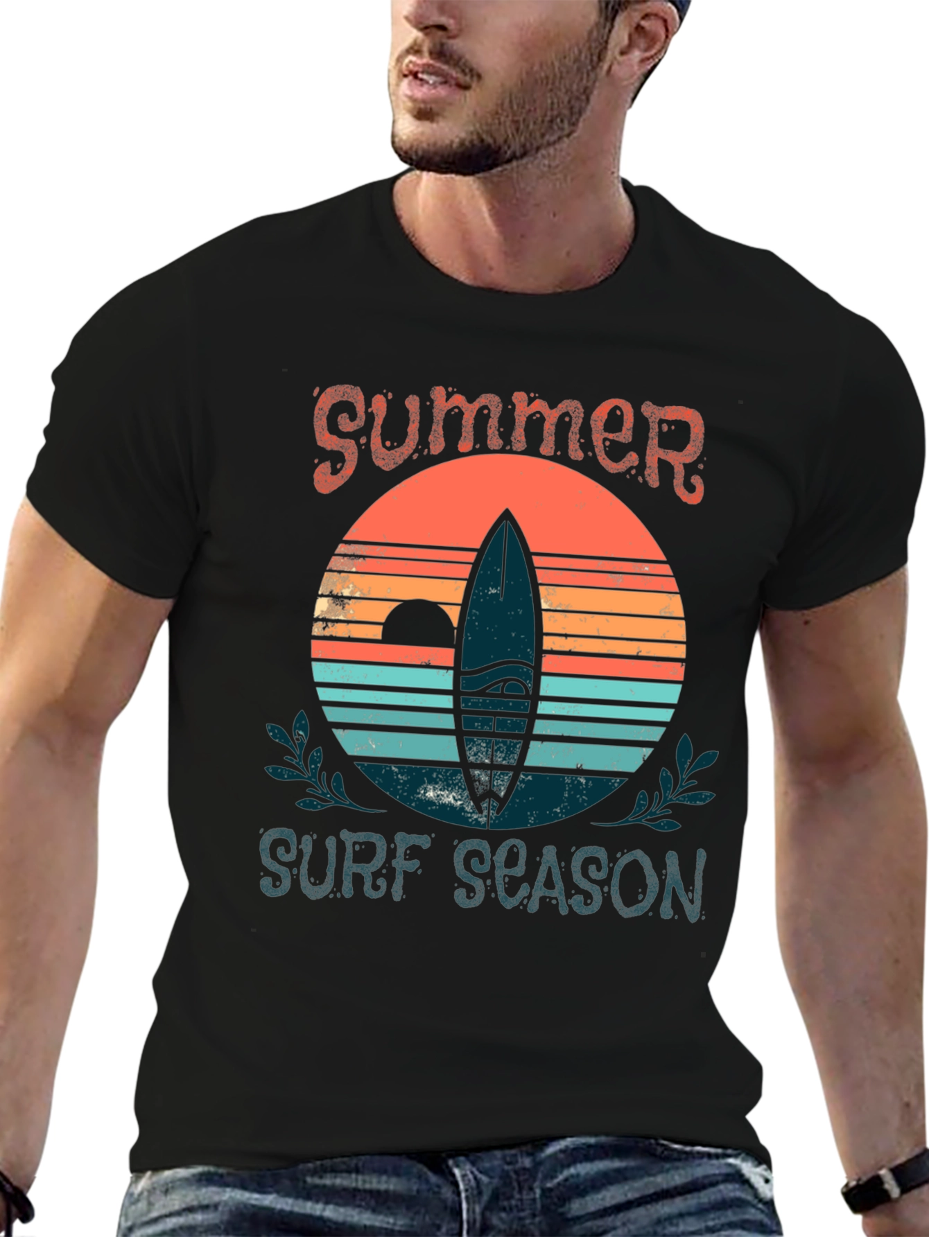 Summer Surf Season Graphic Tee - Black